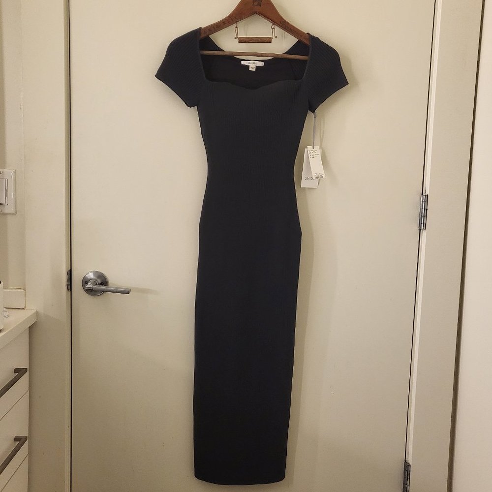 SNIDEL ORGANICS SQUARE NECK KNIT ONE PIECE, Black, O/S